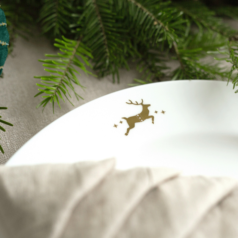 Flacher Servierteller 28 cm — Premium Platinum Line Merry Christmas