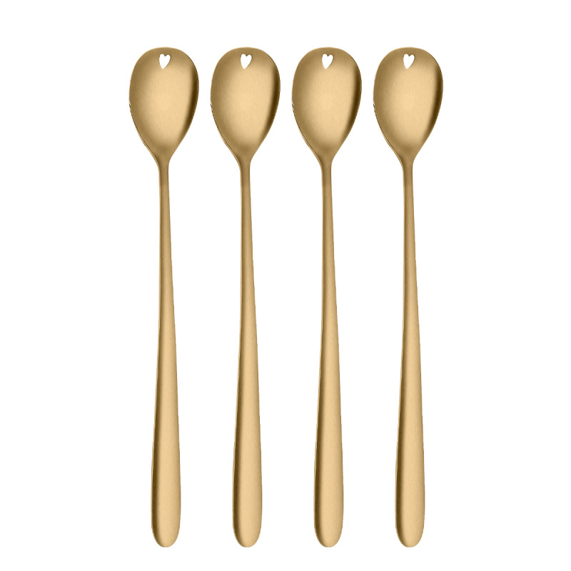 Latte Spoons with Heart Gold 4-pc Set – Love Cutlery