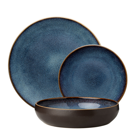 Ceramic plate set 18 pcs – Gaya Elements Night Terra