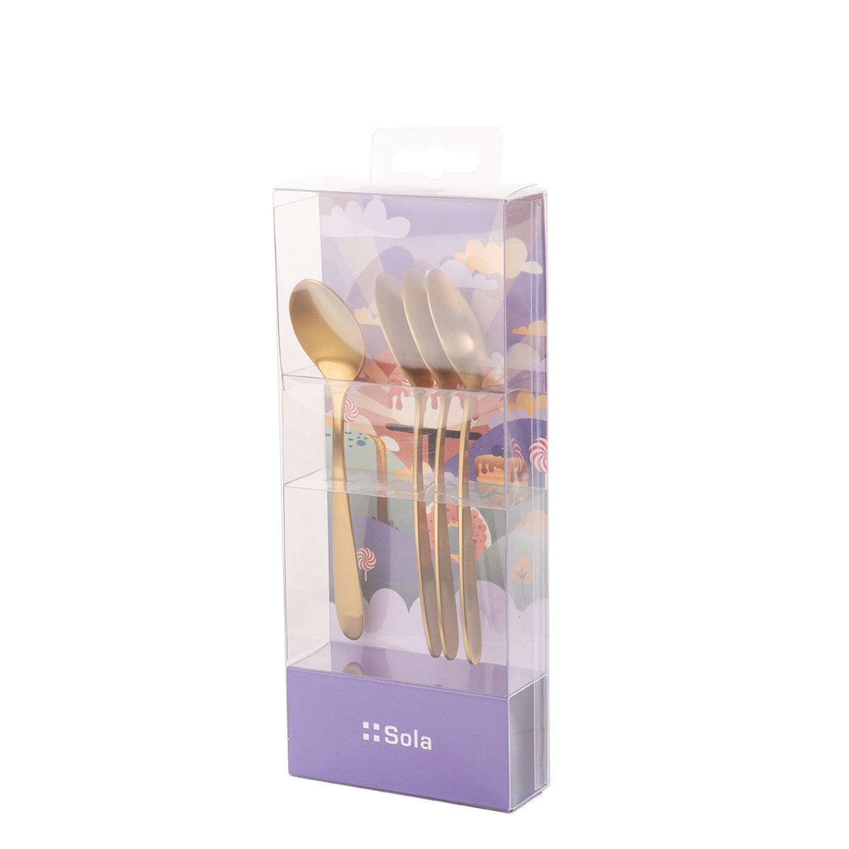 Set of 4 coffee spoons in Christmas packaging — Alpha PVD gold
