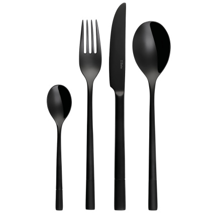 Set di posate 24 pz - Deluxe PVD nero completamente lucidato