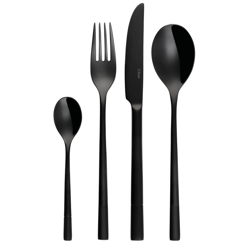 Set di posate 24 pz - Deluxe PVD nero completamente lucidato
