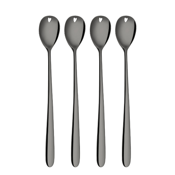 Cucchiai da latte con cuore grigio set 4 pezzi – Love Cutlery