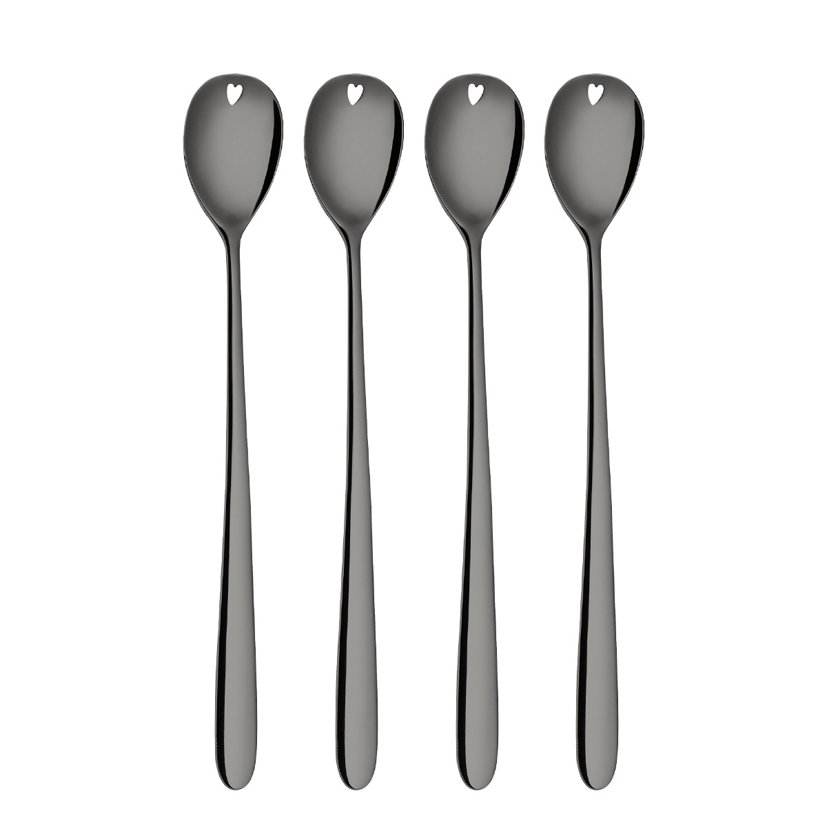 Latte Spoons with Heart Gray 4-pc Set – Love Cutlery