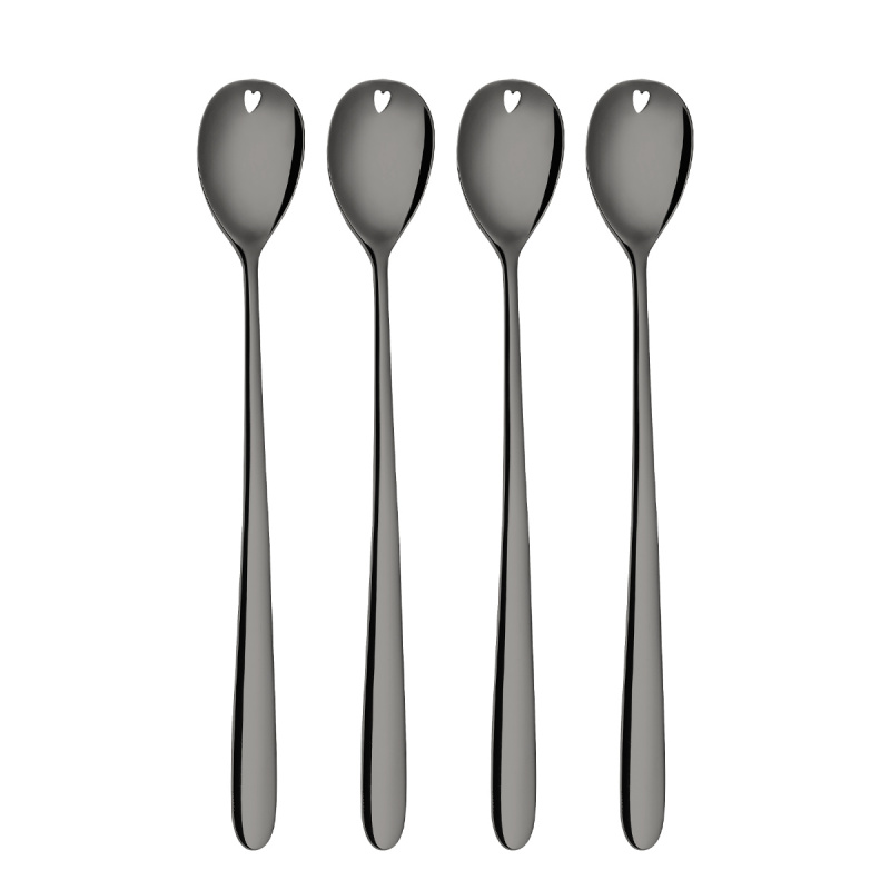 Latte Spoons with Heart Gray 4-pc Set – Love Cutlery
