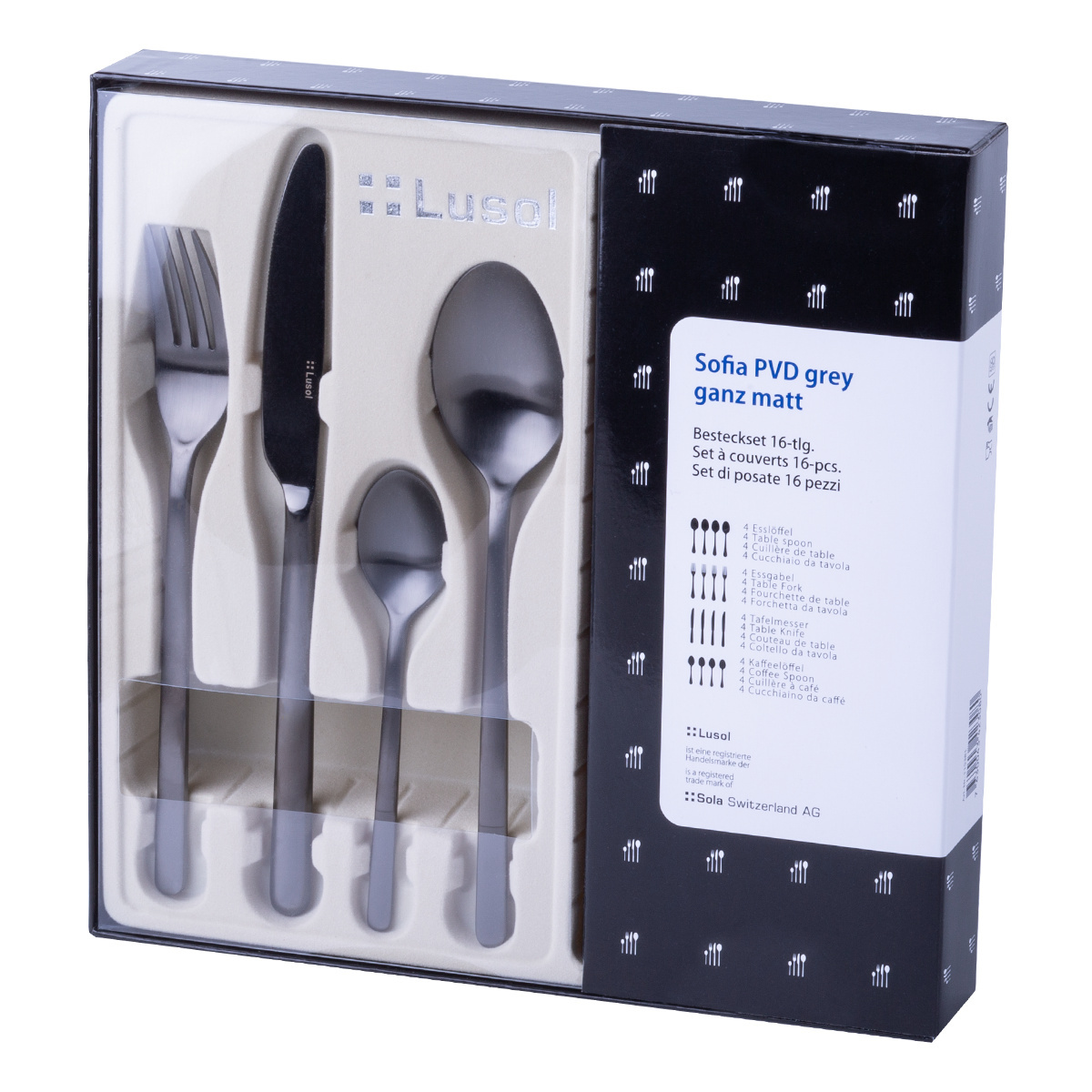 Besteckset 16-tlg. - Sofia PVD grey ganz matt