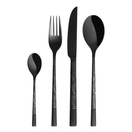 Besteckset 24-tlg. - Luxus schwarz Laser Octopus