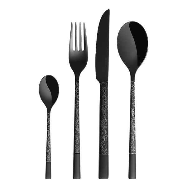 Besteckset 24-tlg. - Luxus schwarz Laser Octopus