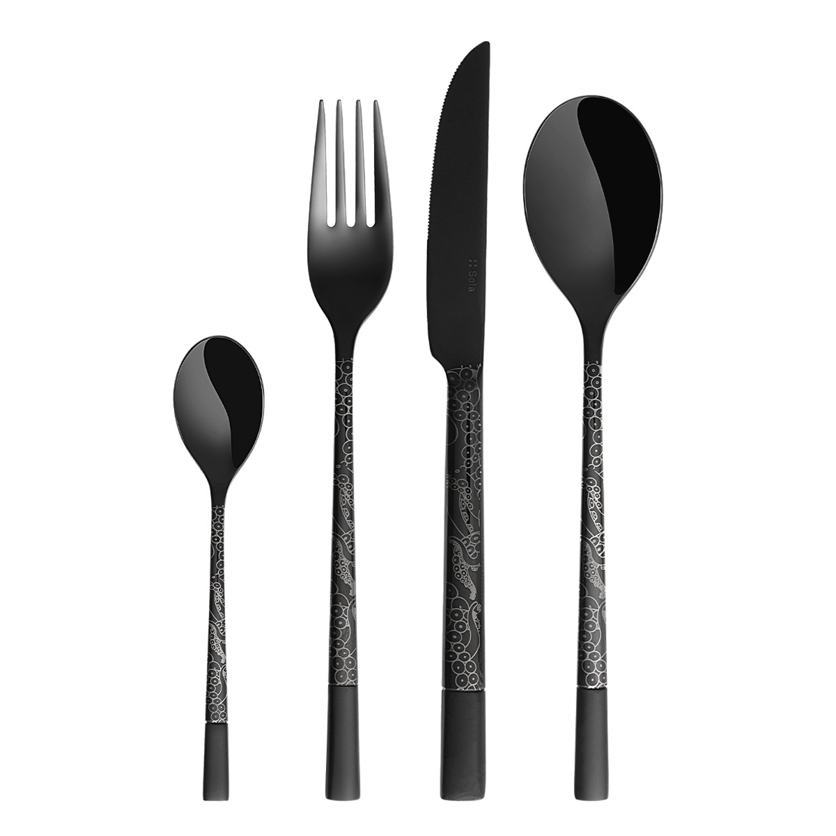 Set di posate 24 pezzi - Laser Octopus nero lusso