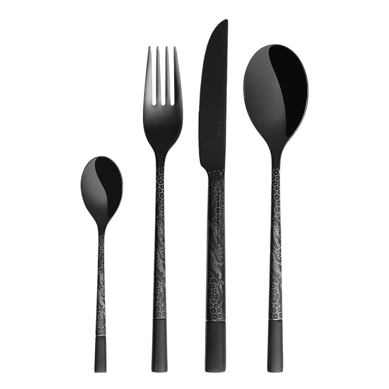 Set di posate 24 pezzi - Laser Octopus nero lusso