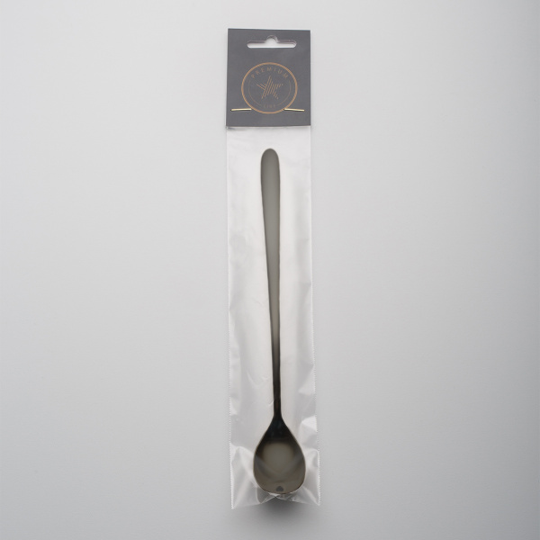 Latte Spoon with Heart PVD Gray - Love Cutlery