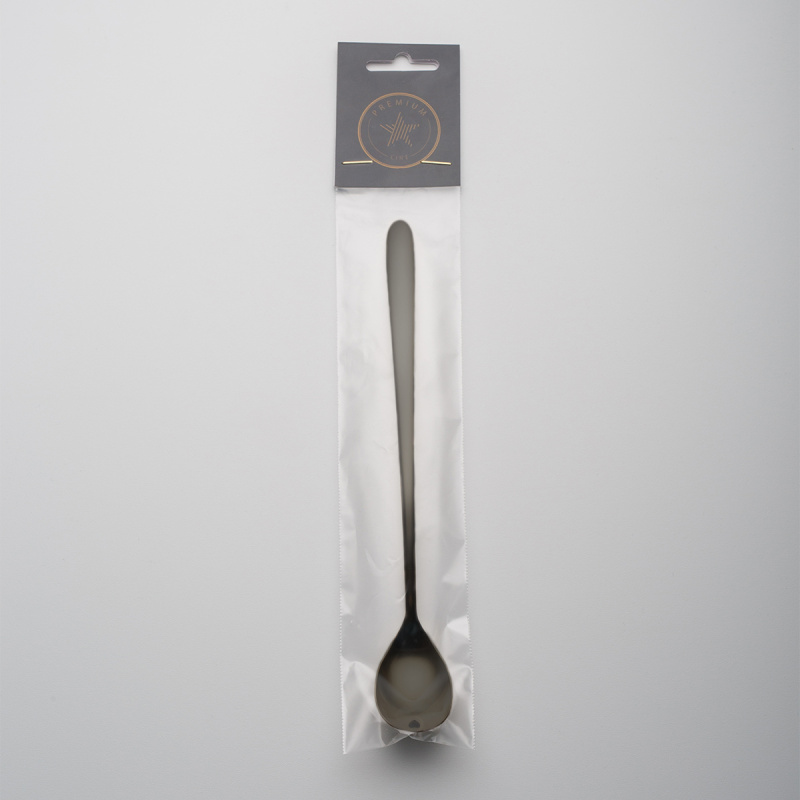 Latte Spoon with Heart PVD Gray - Love Cutlery