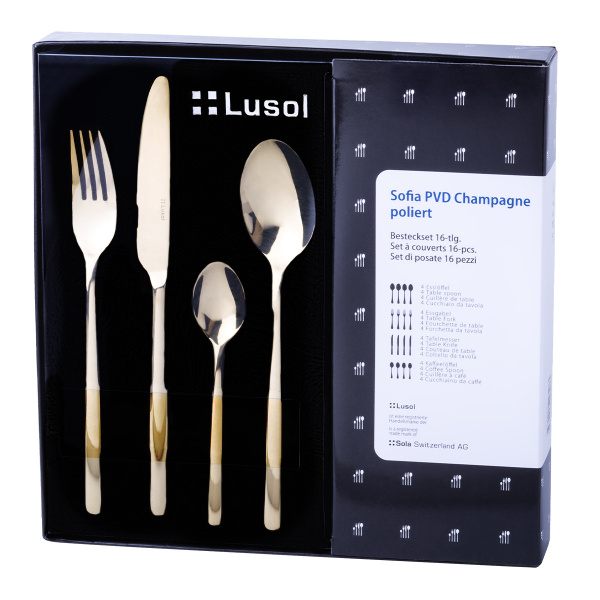 Cutlery set 16 pcs – Sofia PVD Champagne