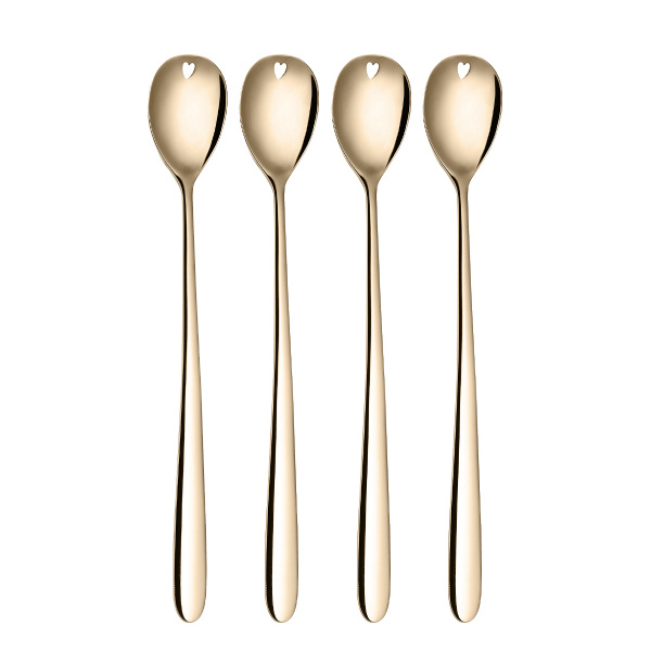 Latte Spoons with Heart Champagne 4-pc Set – Love Cutlery