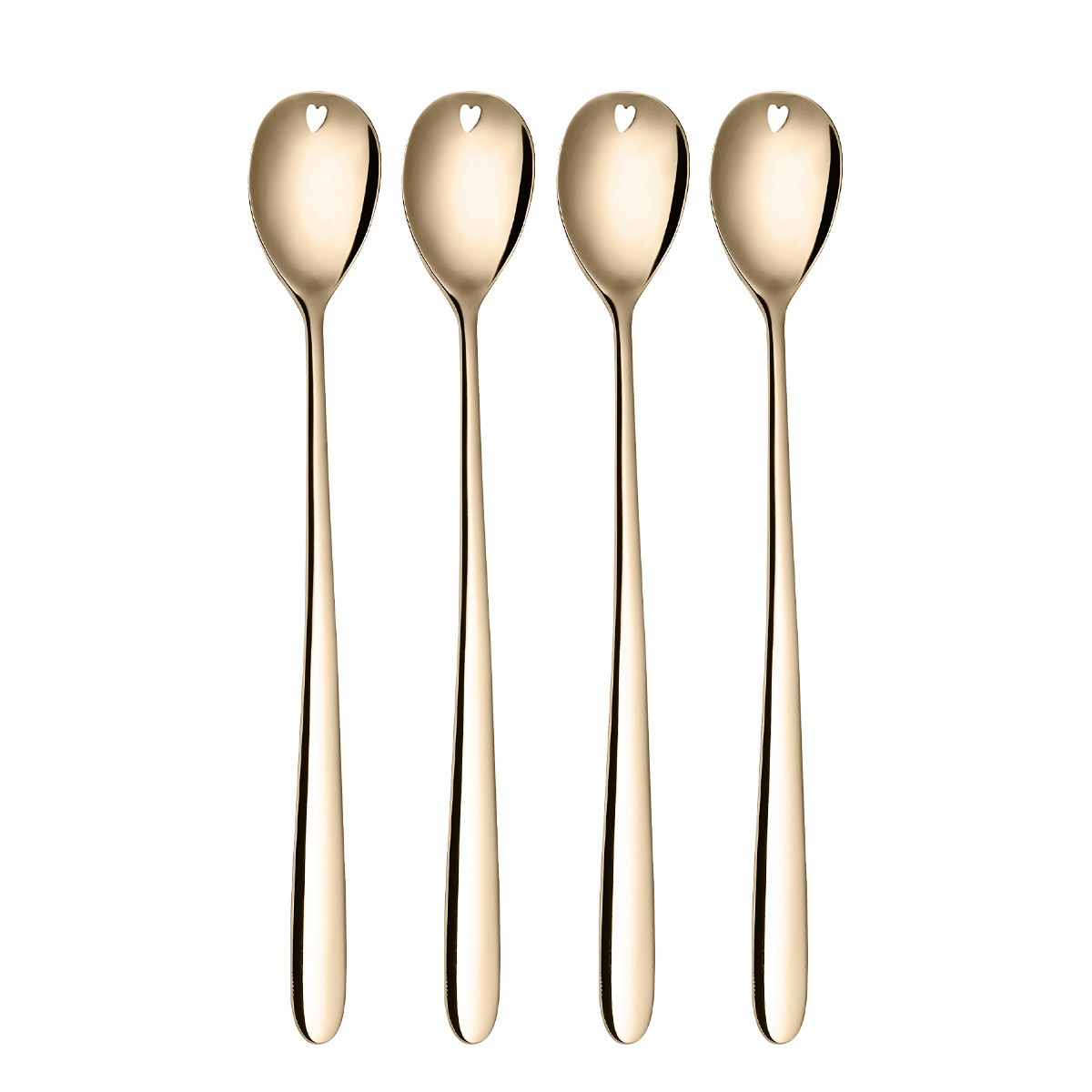 Latte Spoons with Heart Champagne 4-pc Set – Love Cutlery