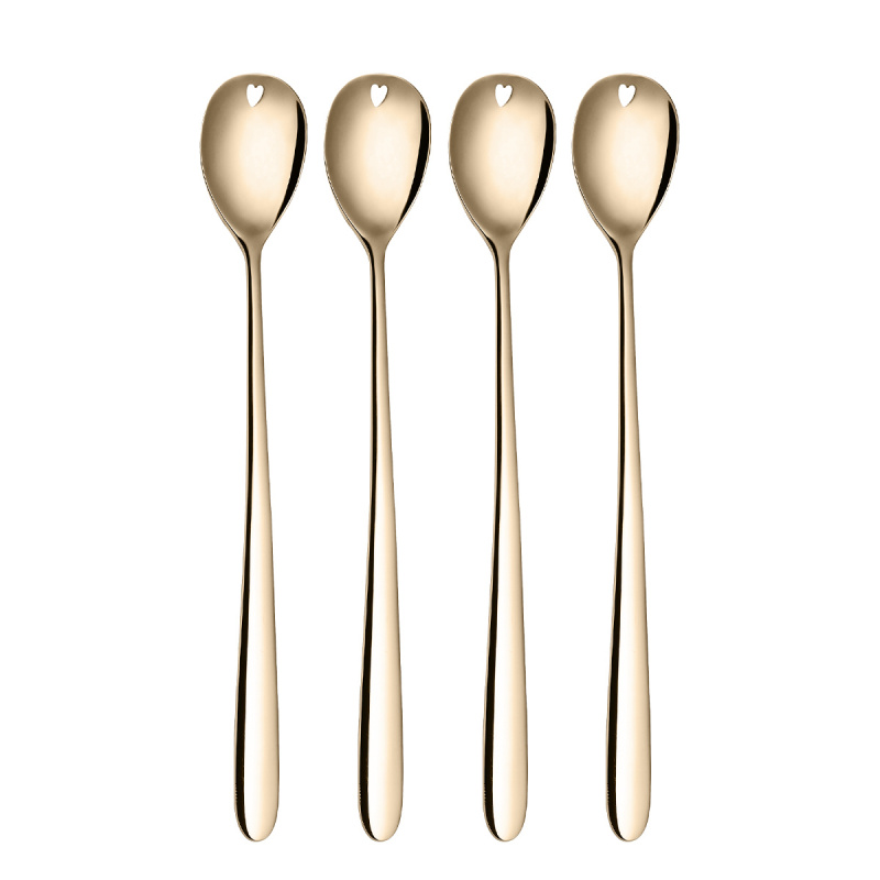 Latte Spoons with Heart Champagne 4-pc Set – Love Cutlery
