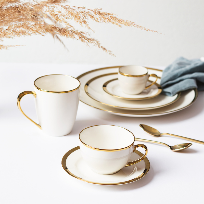 Kaffee-Set 8-tlg. - FLOW Lunasol mit Gold-Rand