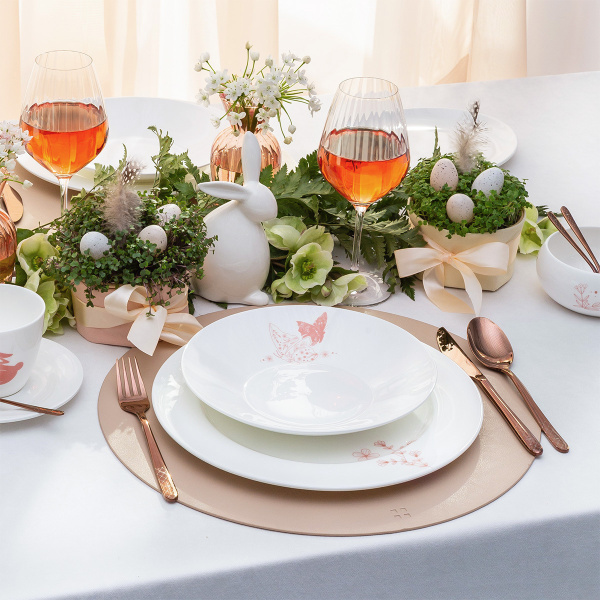 Piatto fondo Butterfly 22 cm | Premium Platinum Easter