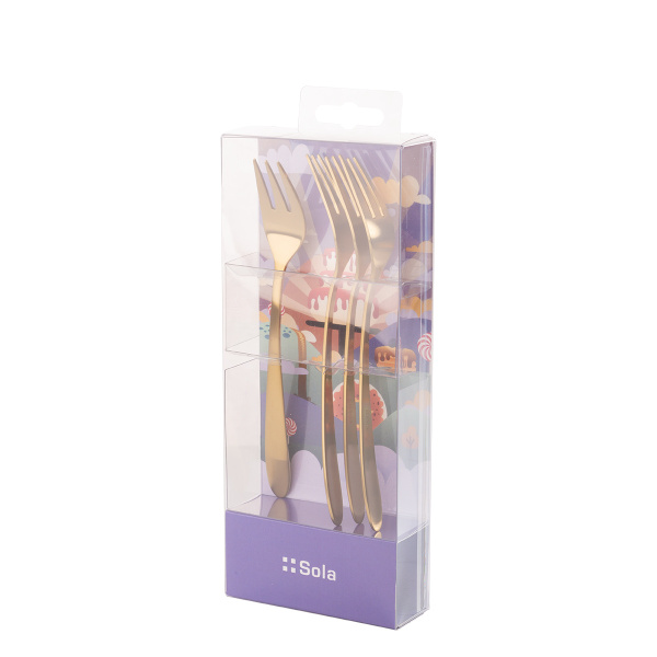 Forchettine da dolce set 4 pz in confezione natalizia — Alpha PVD oro