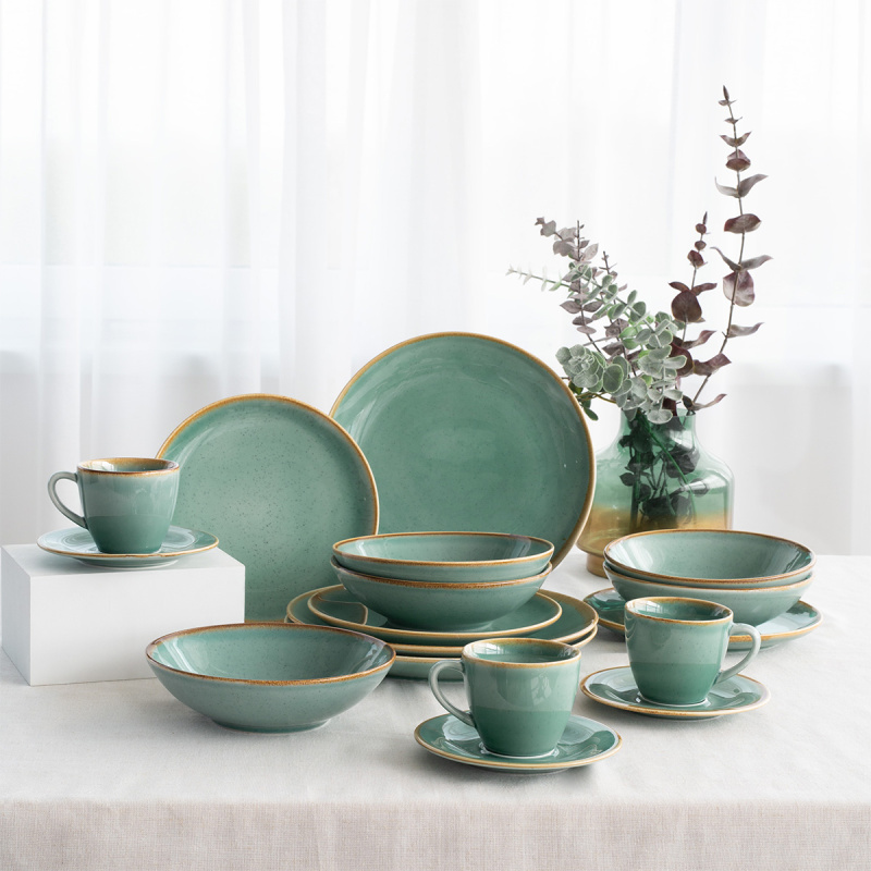 Porcelain set 30 pcs – Sand turquoise – Gaya