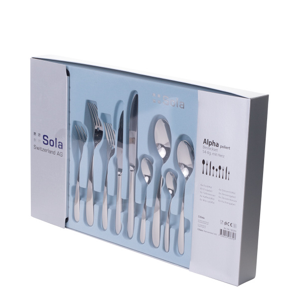 Set di posate con cuoricino 54 pezzi — Alpha