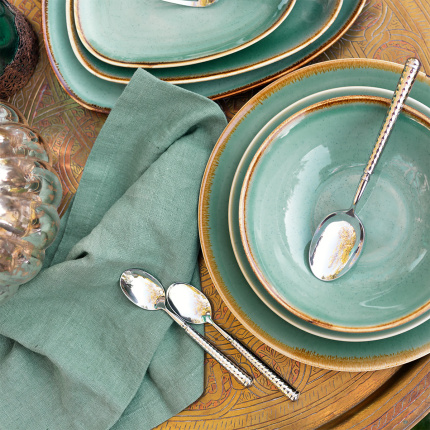 Serviettes en lin vert marin 50 x 50 cm 2 pcs - Gaya Ambiente