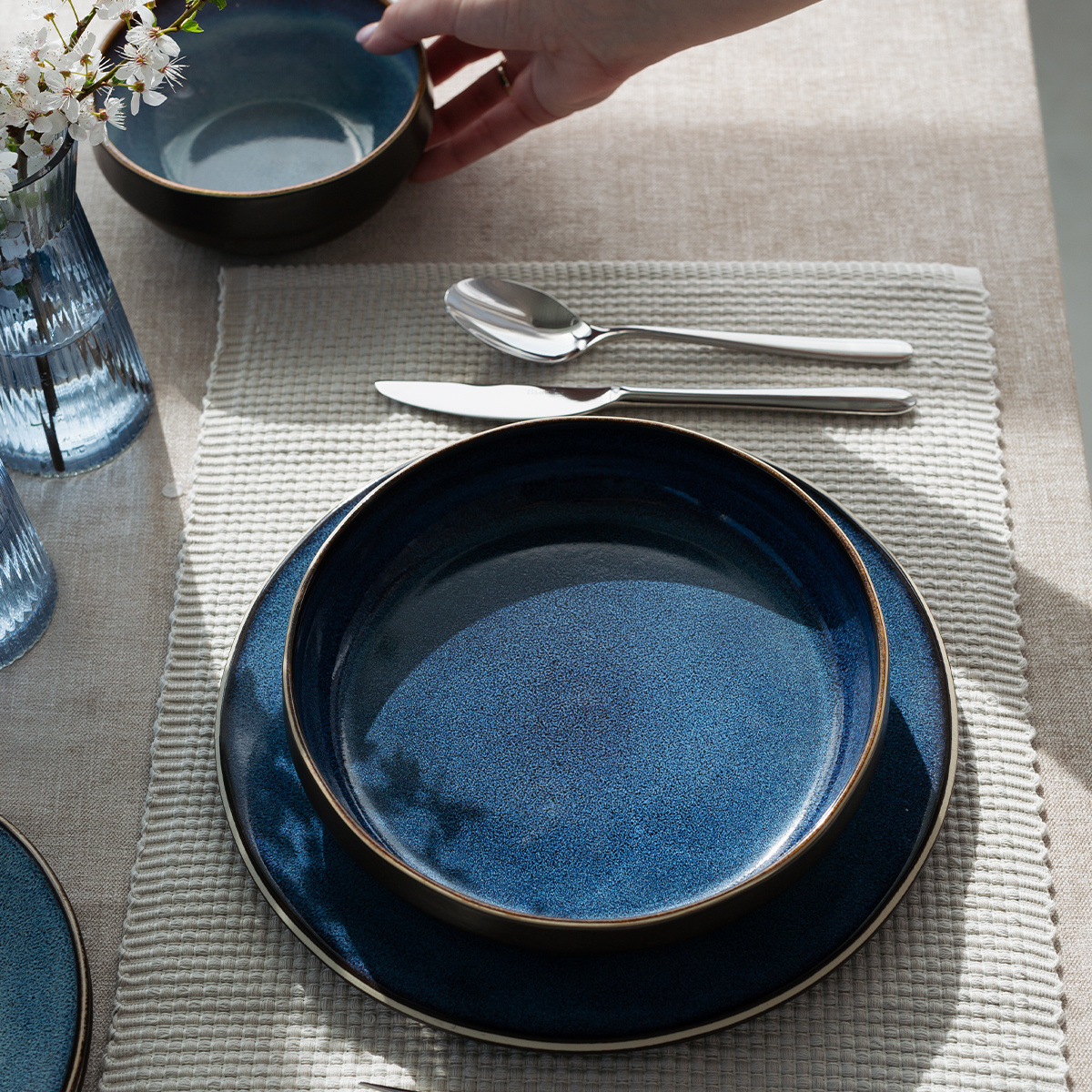 Ceramic plate set 18 pcs – Gaya Elements Night Terra
