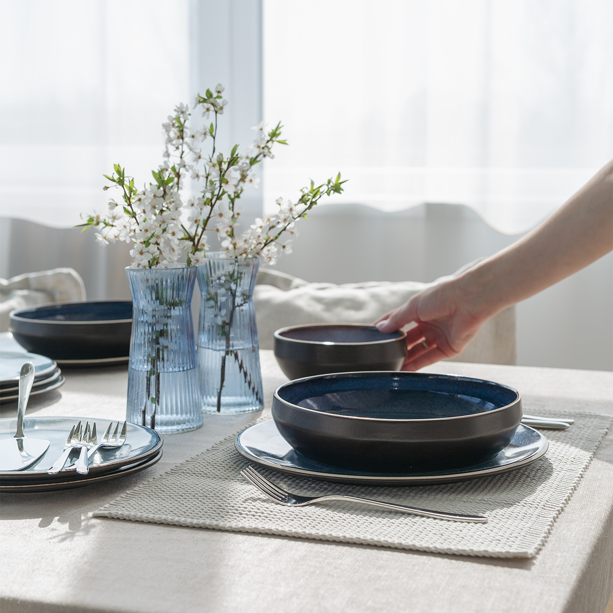 Ceramic plate set 18 pcs – Gaya Elements Night Terra