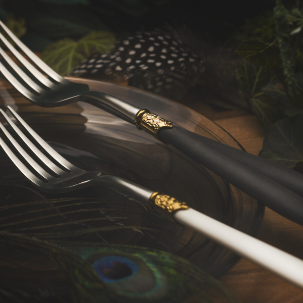 Cutlery set 36 pcs. - Gaya Exeter Gold Ring black
