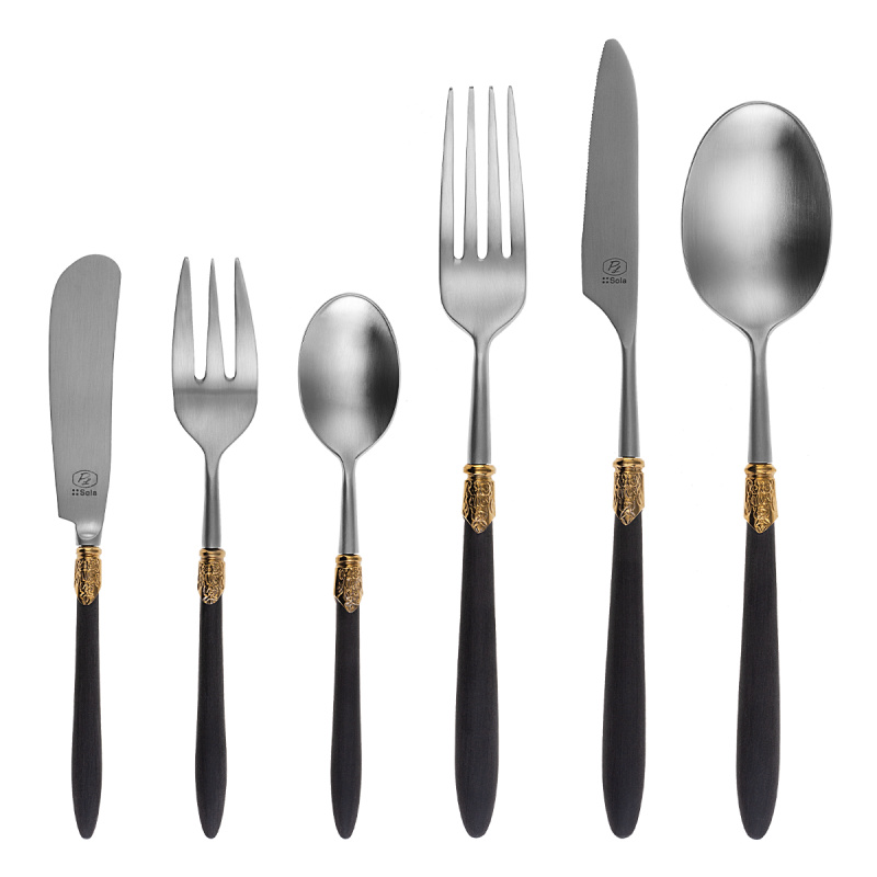 Set di posate 36 pezzi. - Anello in oro Gaya Exeter nero