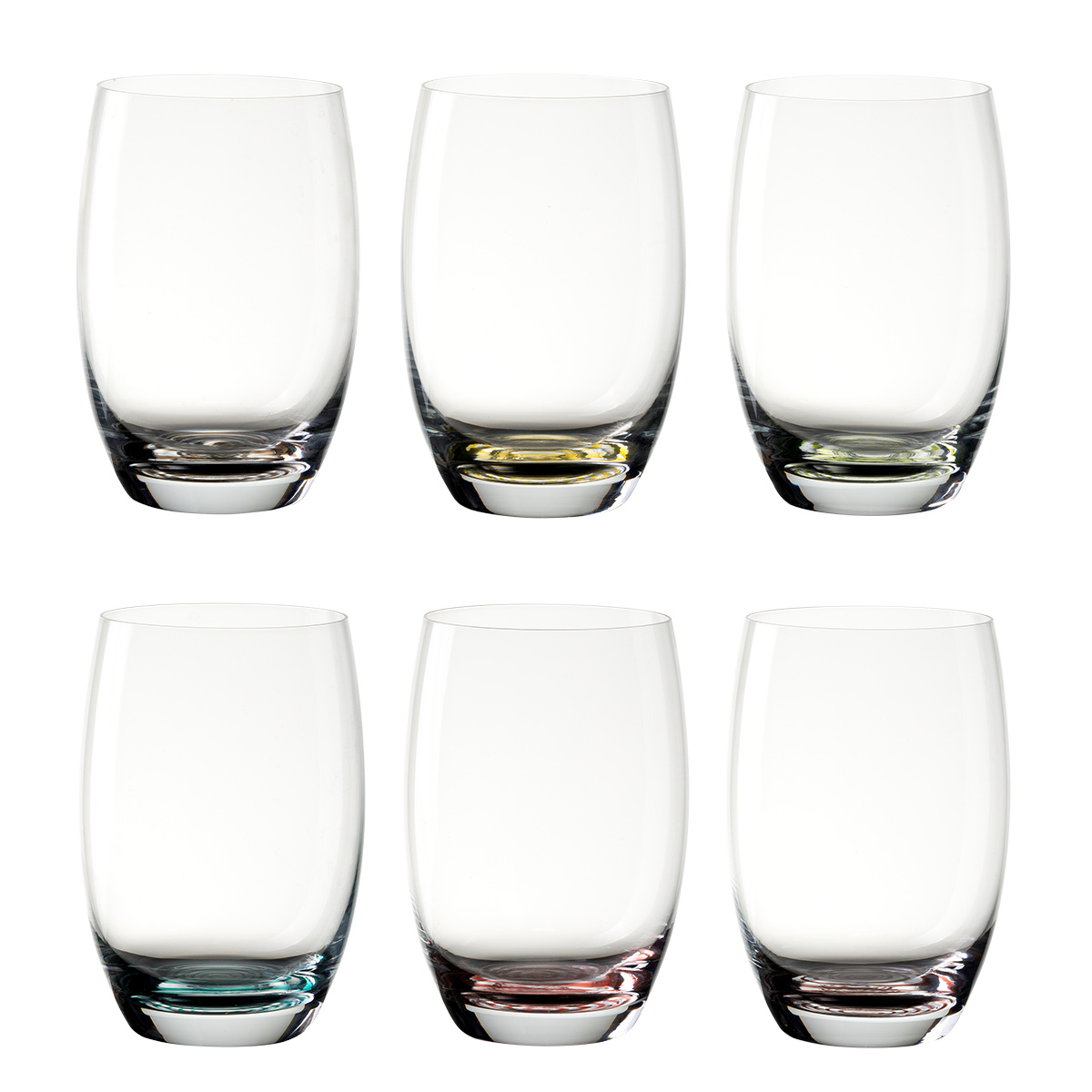 Tumbler-Gläser 460 ml farbiger Boden 6 Stk. | Optima
