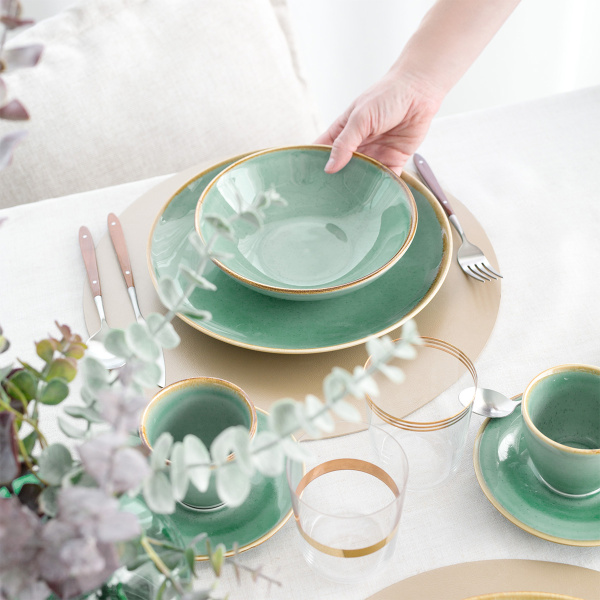 Porcelain set 30 pcs – Sand turquoise – Gaya