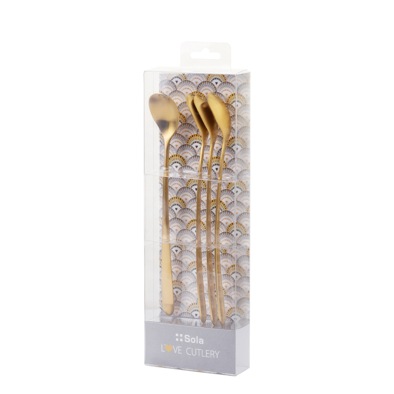 Latte Spoons with Heart Gold 4-pc Set – Love Cutlery