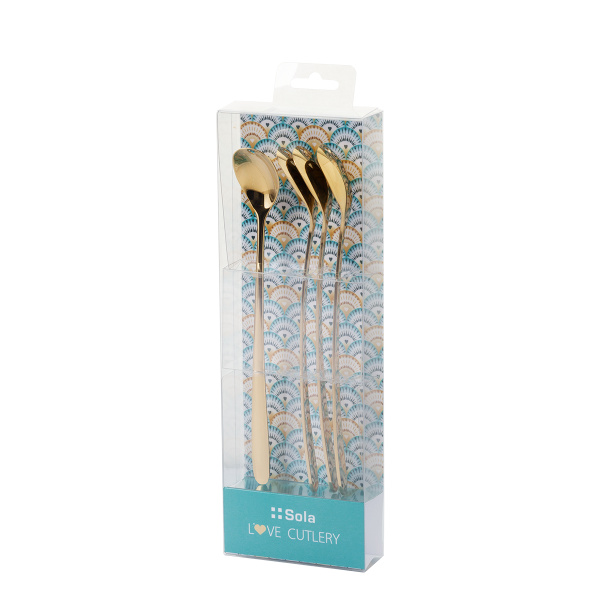 Latte Spoons with Heart Champagne 4-pc Set – Love Cutlery