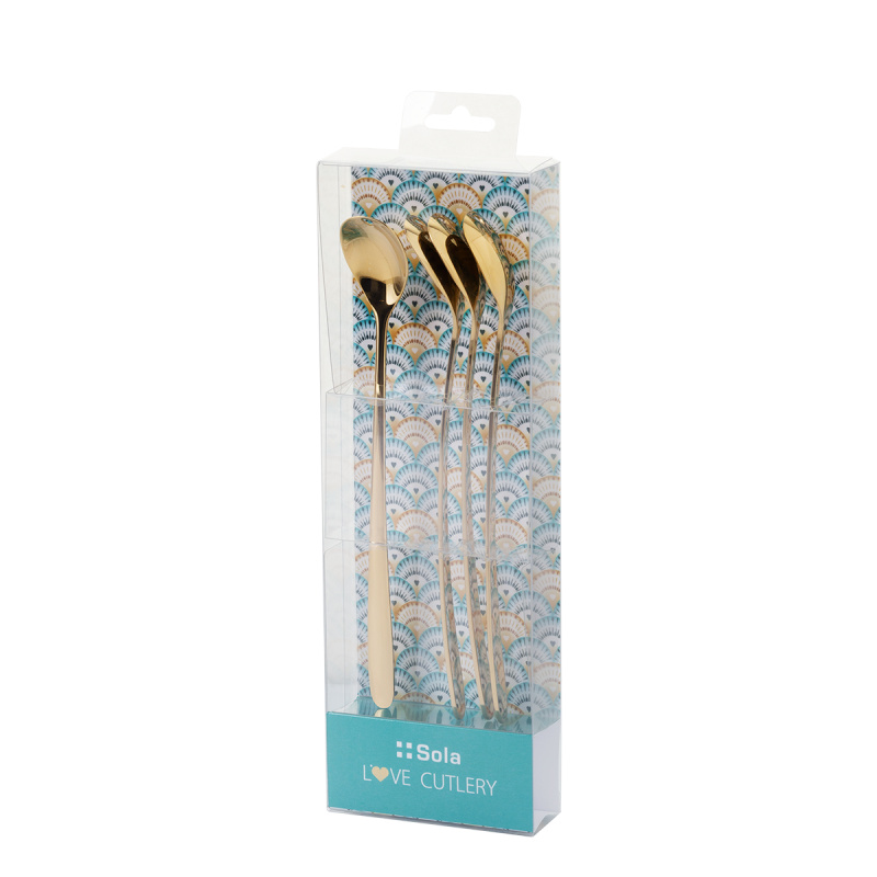Latte Spoons with Heart Champagne 4-pc Set – Love Cutlery