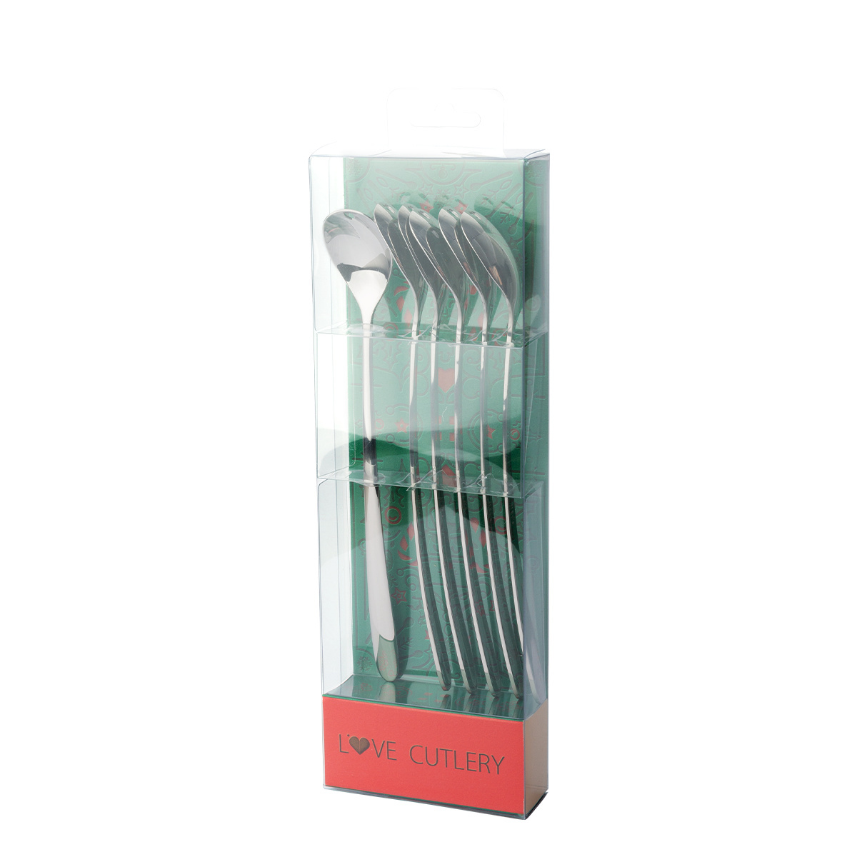 Latte Spoons with Heart 6-pc Set, Christmas Packaging - Love Cutlery