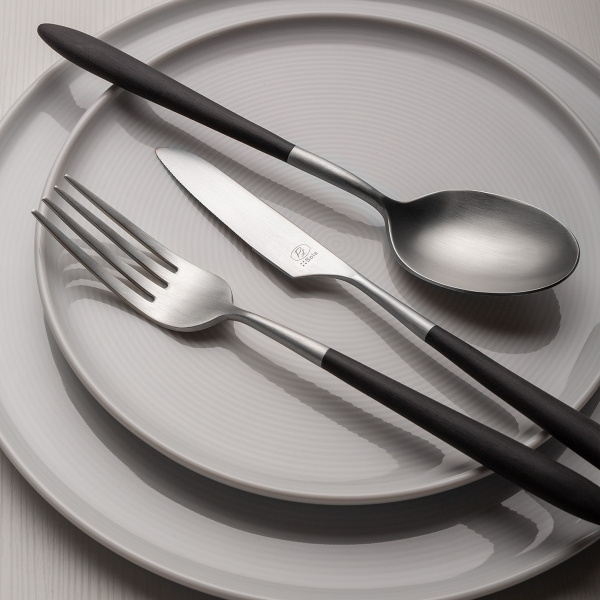 Cutlery set 24 pcs - Gaya Exeter with grey-black handle