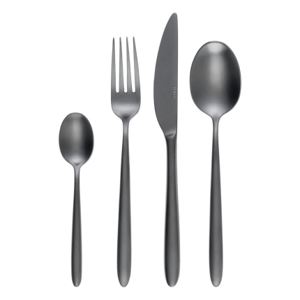 Besteck-Set 16-tlg. – Gaya Exeter PVD hellgrau ganz matt