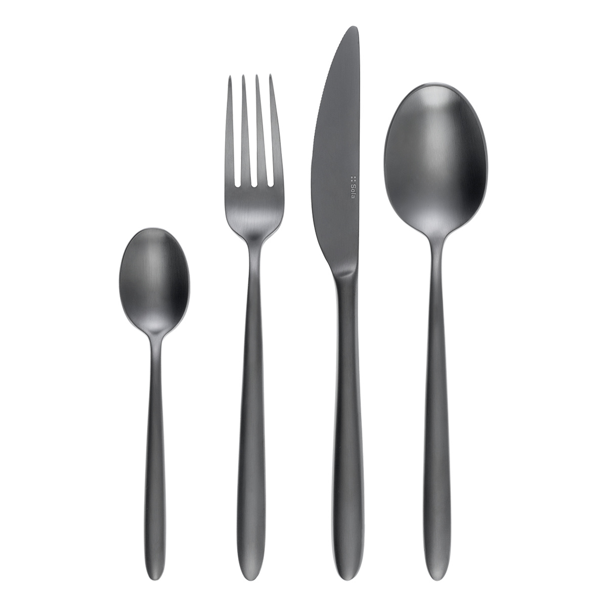 Set di posate 16 pezzi – Gaya Exeter PVD grigio chiaro completamente opaco