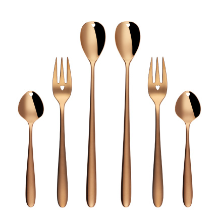 Set regalo con cuore 6 pz oro rosa — Love Cutlery
