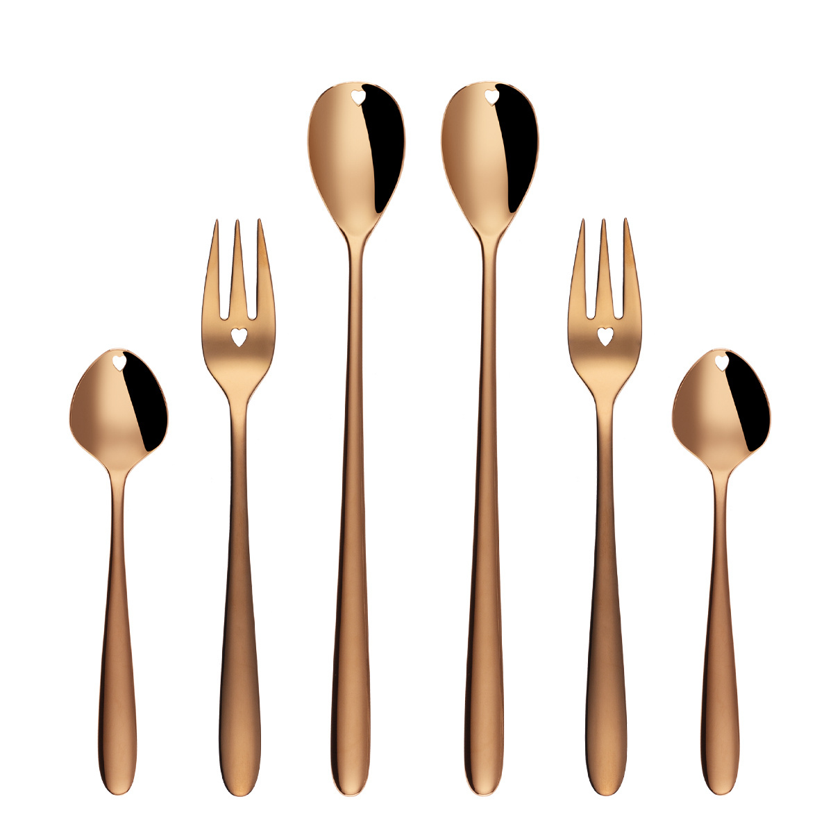 Set regalo con cuore 6 pz oro rosa — Love Cutlery