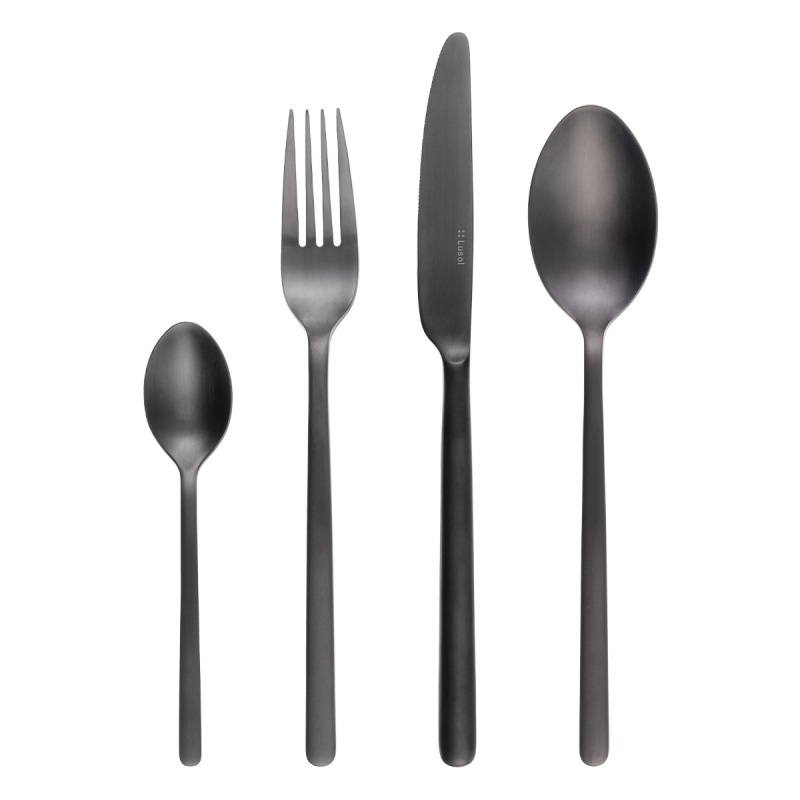 Ensemble de couverts 16 pièces - Sofia PVD gris tout mat