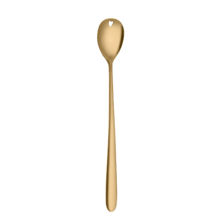 Cucchiaini per latte/limonata con cuore PVD oro chiaro - Love Cutlery