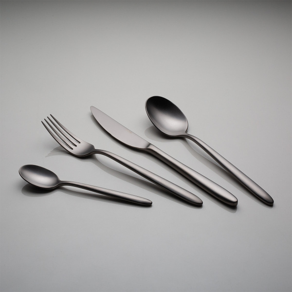 Besteck-Set 16-tlg. – Gaya Exeter PVD hellgrau ganz matt