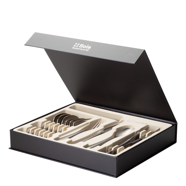 Set di posate 16 pezzi – Gaya Exeter PVD grigio chiaro completamente opaco