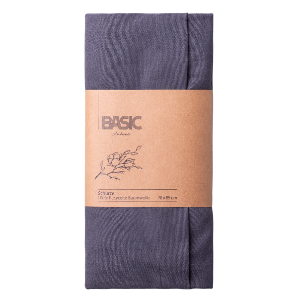 Steel grey cotton apron 70 x 85 cm – Basic Ambiente