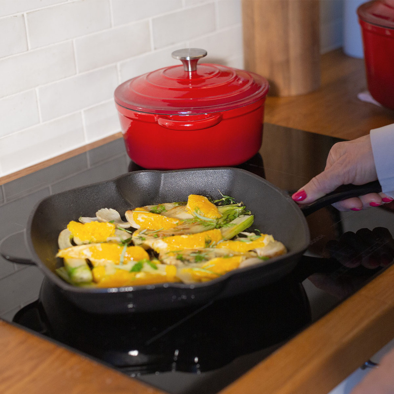 Cast iron grill pan enamelled black, 27 x 27 cm - Jupiter Lunasol