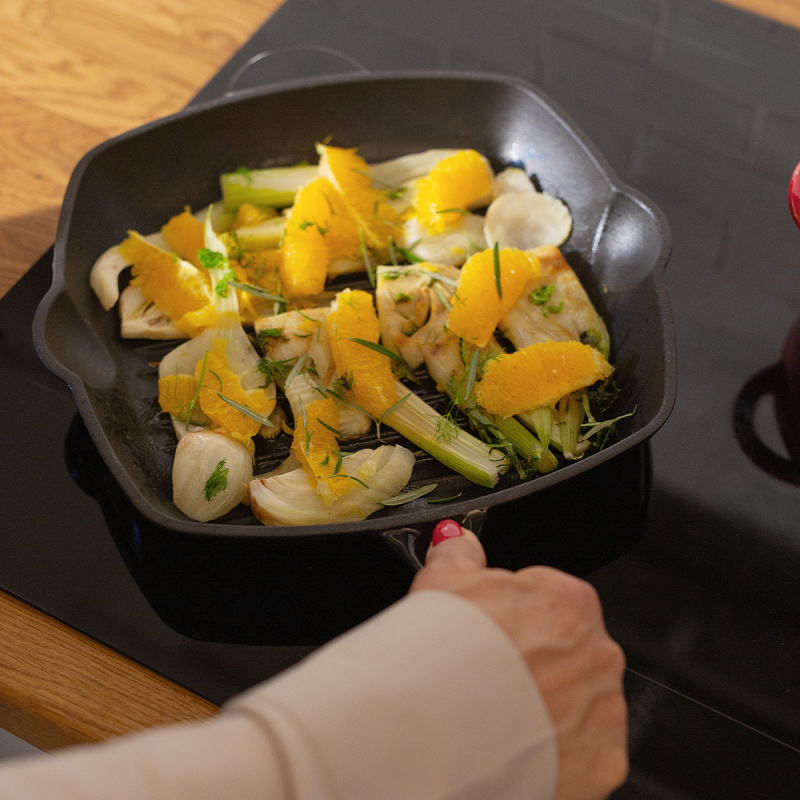 Cast iron grill pan enamelled black, 27 x 27 cm - Jupiter Lunasol