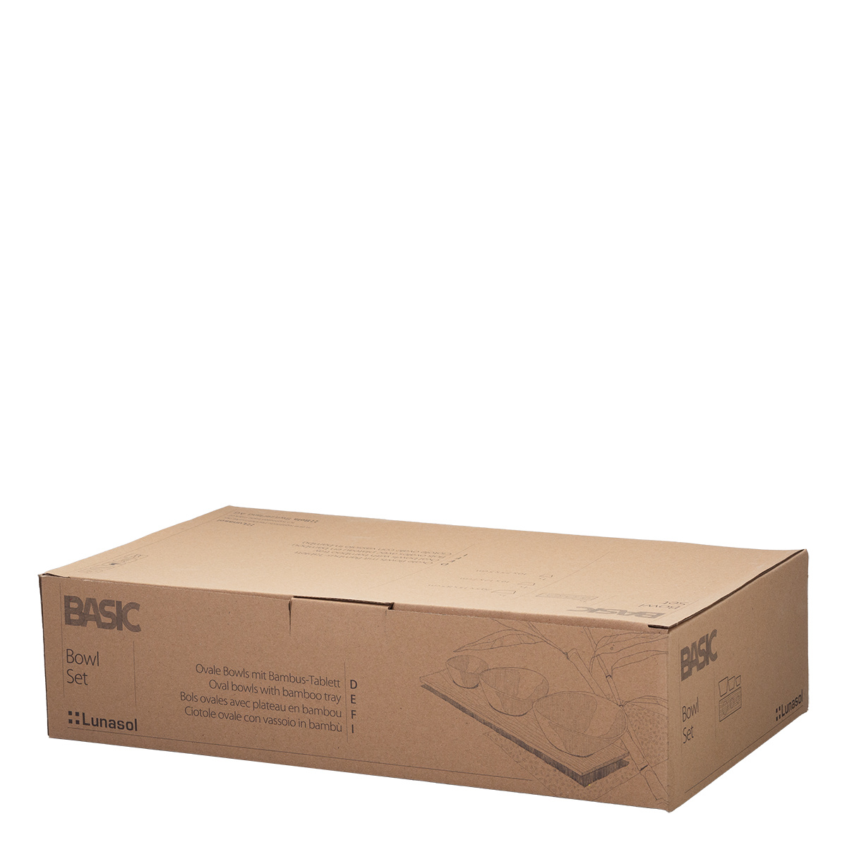 Ensemble de bols de service sur plateau en bambou (4 pcs) - Basic