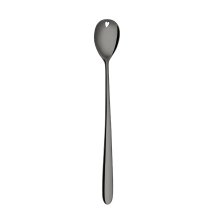 Cuillère à latte/limonade avec coeur PVD gris - Love Cutlery